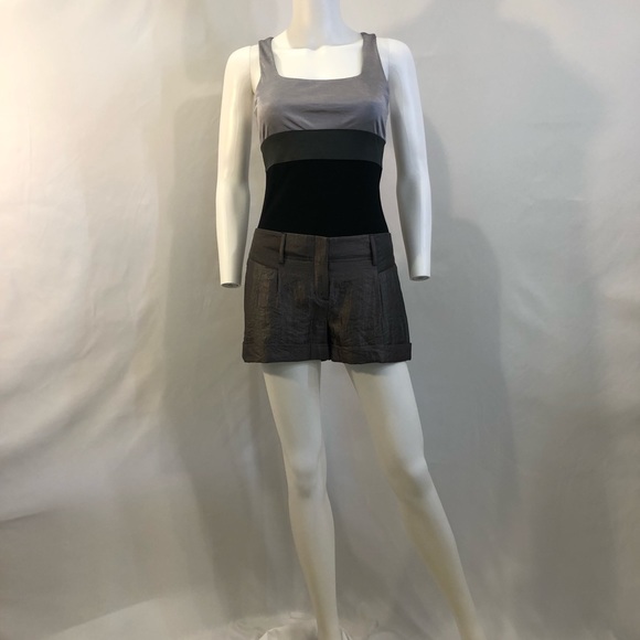 Metallic Lame Pleat Front Cuffed Shorts, Size 0 - Picture 3 of 12